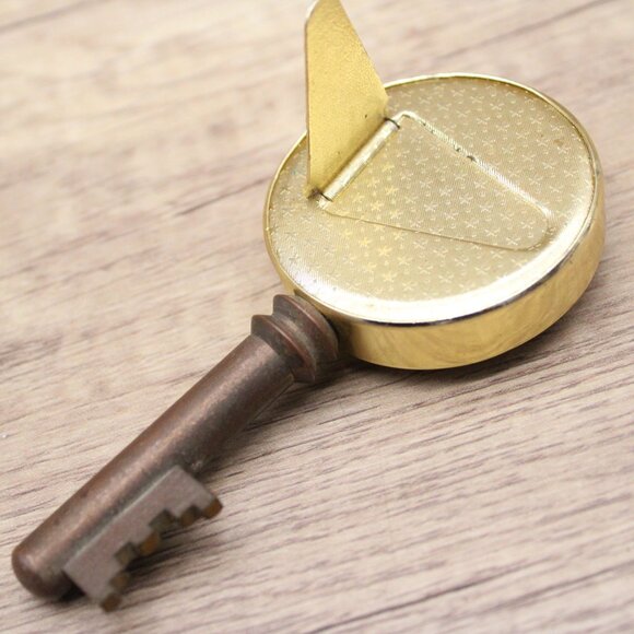 Vintage Made In France Key Shaped Brass Thermometer Retro Rare - Picture 5 of 7
